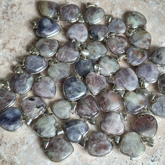 Small Cordierite Stone Heart Pendant