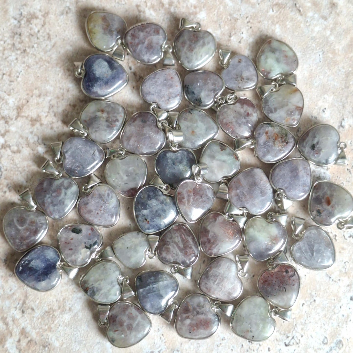 Small Cordierite Stone Heart Pendant