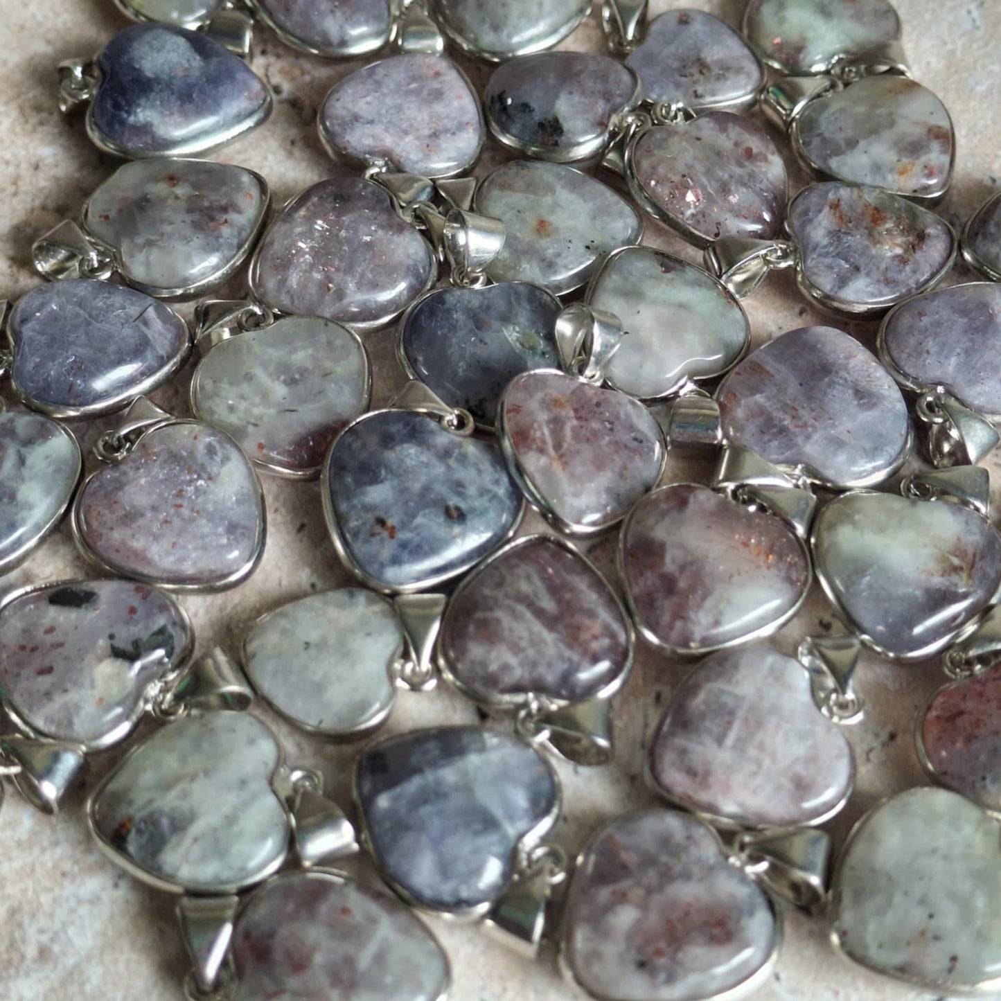 Small Cordierite Stone Heart Pendant