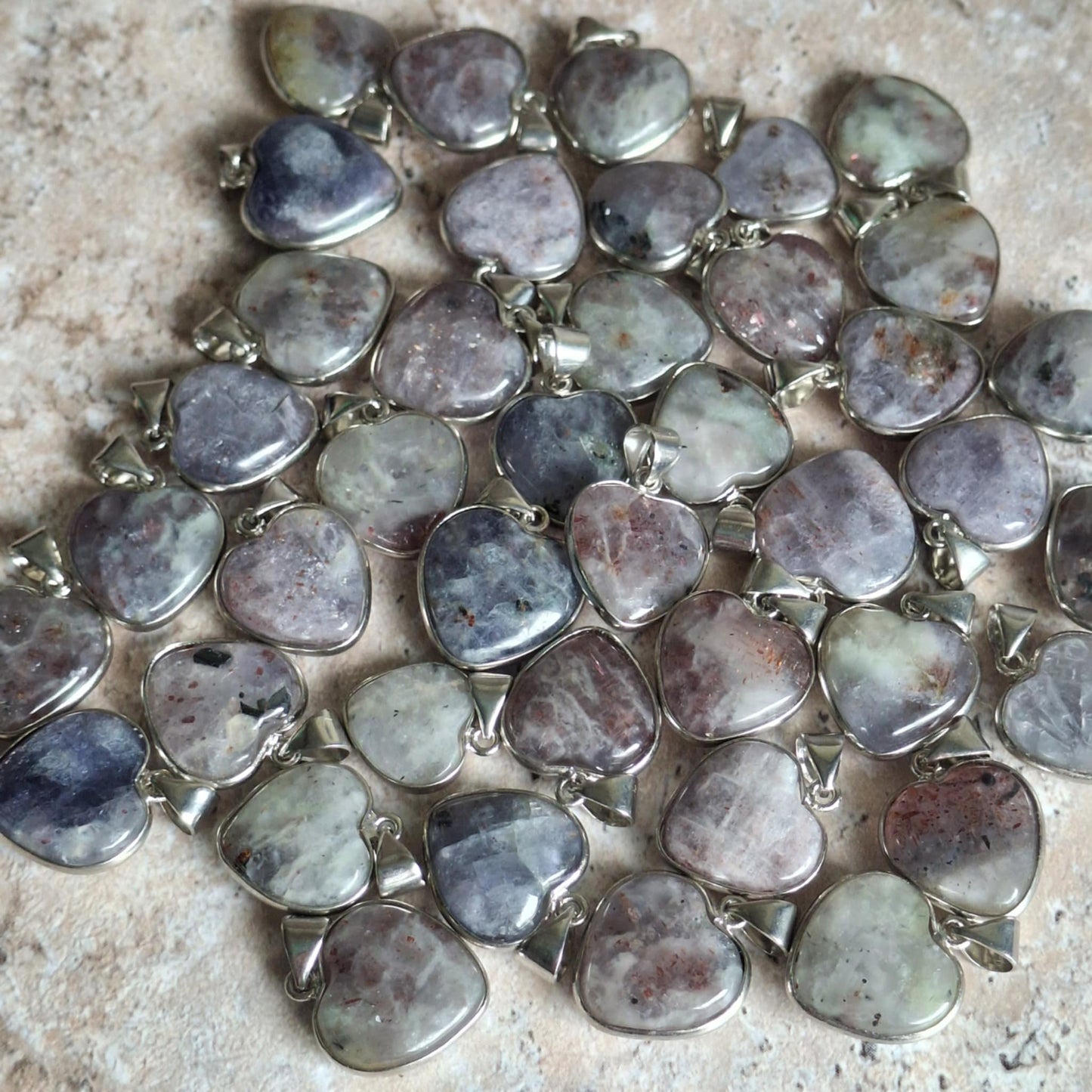 Small Cordierite Stone Heart Pendant