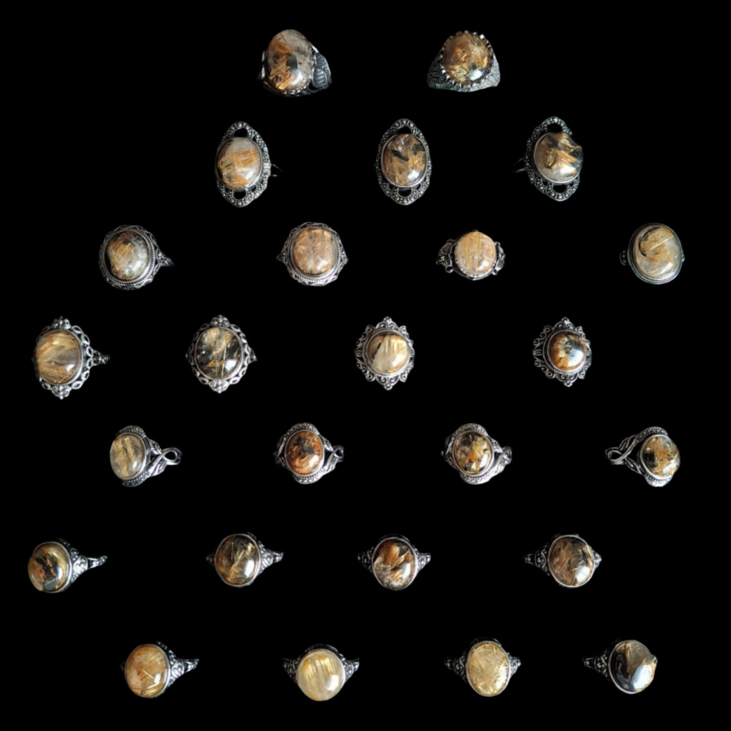 Gold Rutile Quartz Rings